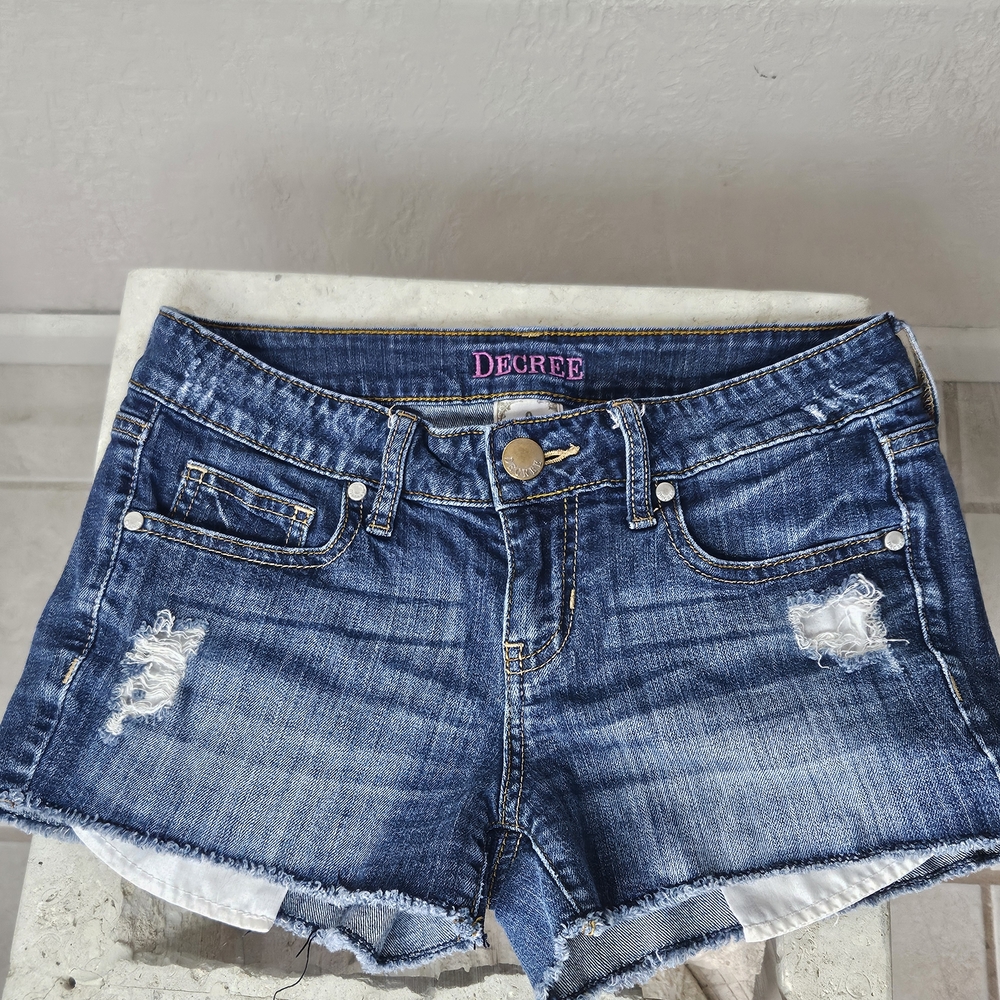 Decree Women's Blue Distressed Jean Shorts